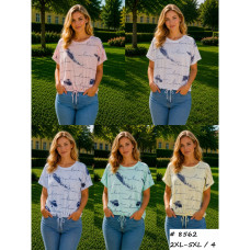 8562 # выбор цвета женская футболка (трикотаж, 4 ед, размеры батал: 2XL-5XL) выдача на следующий день Футболка