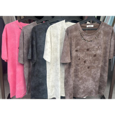 8886-6# микс цветов женская футболка (варенка, 4 ед, размеры норма: M-L универсальный) выдача на следующий день Футболка