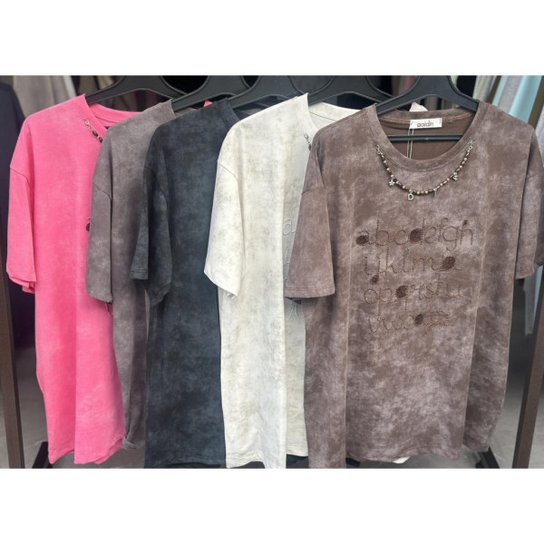 8886-6# микс цветов женская футболка (варенка, 4 ед, размеры норма: M-L универсальный) выдача на следующий день Футболка