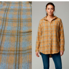 7760-80 светло-оранжевая женская рубашка (JJF. с камнями и капюшоном, 4 ед, размеры норма: XL, 2XL, 3XL, 4XL) JJF