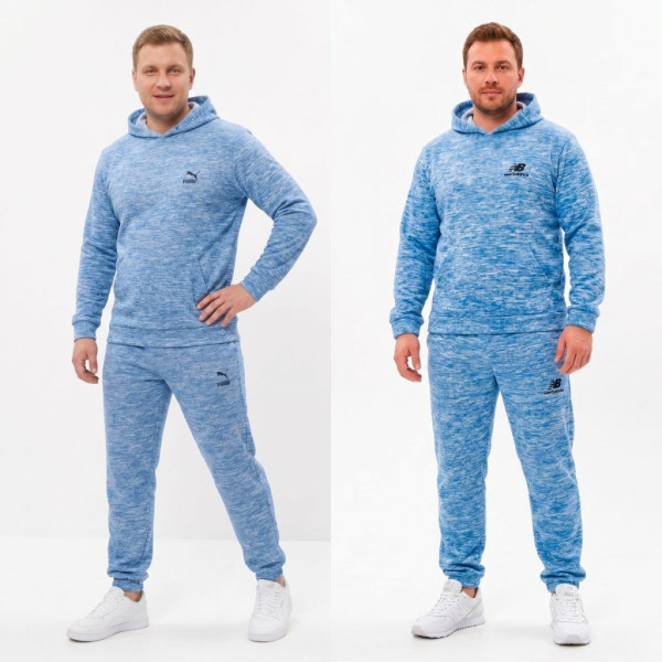 4970-4299 мультибрендовый голубой мужской спортивный костюм (двунитка, с капюшоном, 5ед, размеры полубатал: 50, 52, 54, 56, 58) Спортивный костюм