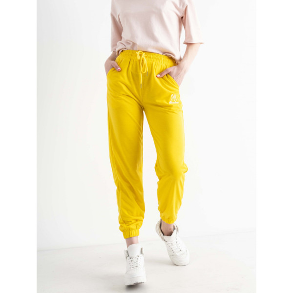 0019-85 жёлтые женские спортивные брюки (X&D, двунитка, 5 ед. размеры: S. M. L. XL. 2XL) X&D