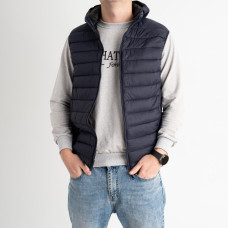 7711-25 / синя чоловіча жилетка (на синтепоні, з капюшоном, 5од. розміри норма:S. S. M. M. M) Жилетка