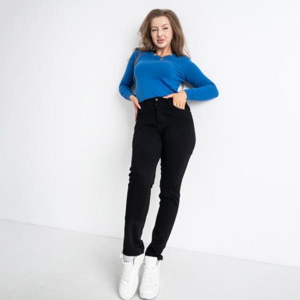 0901-2 / черные женские джинсы (стречевые, 2ед. размеры батал:34, 34) Джинсы