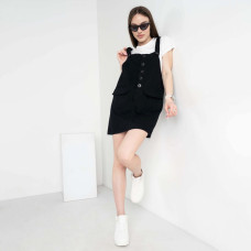 0899-1 XINYUE ЧОРНИЙ комплект із сарафану та футболки (3 од.розміри: M.L.XL) Xinyue