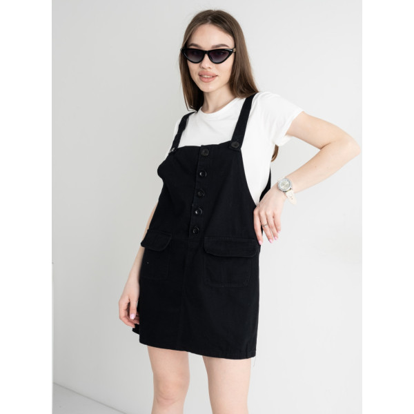 0899-1 XINYUE ЧОРНИЙ комплект із сарафану та футболки (3 од.розміри: M.L.XL) Xinyue