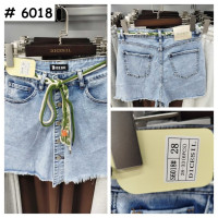 6018# голубые женские джинсовые шорты-юбка (стрейч-коттон, 6 ед. размеры полубатал: 28-33) выдача на следующий день Шорты