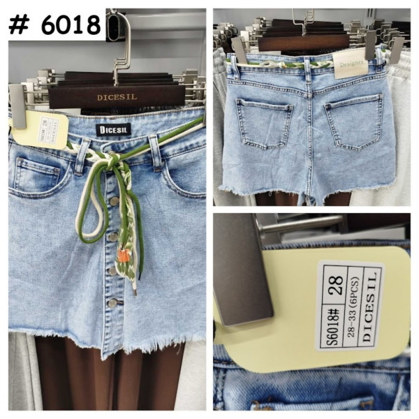 6018# голубые женские джинсовые шорты-юбка (стрейч-коттон, 6 ед. размеры полубатал: 28-33) выдача на следующий день Шорты