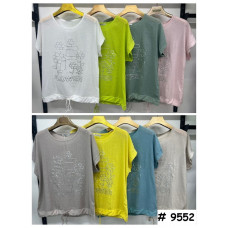 9552# выбор цвета женская футболка (лён, 4 ед, размеры батал: 3XL-6XL) выдача на следующий день Футболка