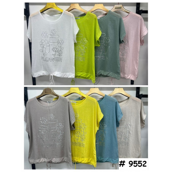 9552# выбор цвета женская футболка (лён, 4 ед, размеры батал: 3XL-6XL) выдача на следующий день Футболка