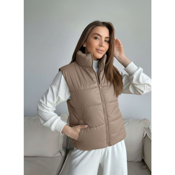 0073-3 бежева жіноча жилетка (5'TH AVENUE, синтепон, 3 од. розміри норма: 42, 44, 46) 5`th Avenue