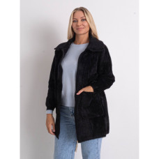 0565-1 черный женский кардиган (шерсть альпаки, на змейке, 1 ед. универсальный полубатальный размер: 48-52) Кардиган