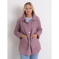 0562-23 сиреневый женский кардиган (шерсть альпаки, на пуговицах, 1 ед. универсальный полубатальный размер: 46-52) Кардиган