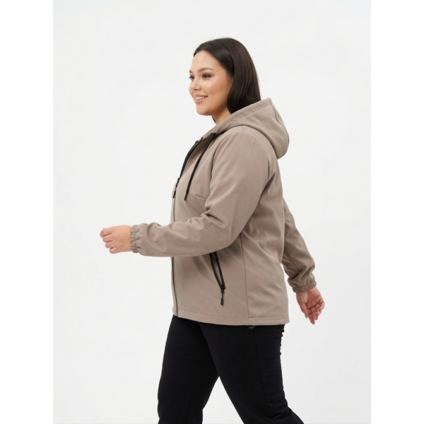0299-3 бежевая женская ветровка (5'TH AVENUE, плащовка, копюшон, с карманами, 3 ед. размеры полубатал: 48. 50. 52) 5`th Avenue