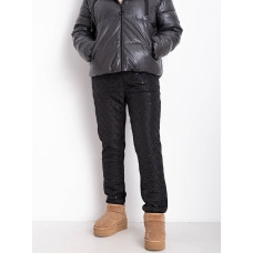 0044 чорні жіночі спортивні штани (плащівка трикотаж на флісі, 6 од. розміри норма: 25. 26. 27. 28. 29. 30)