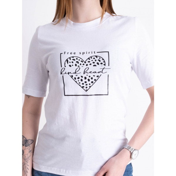 1824-10 біла жіноча футболка (YOLA, турецька бавовна, принт, 5 од. розміри норма: S. M. L. XL. 2XL)