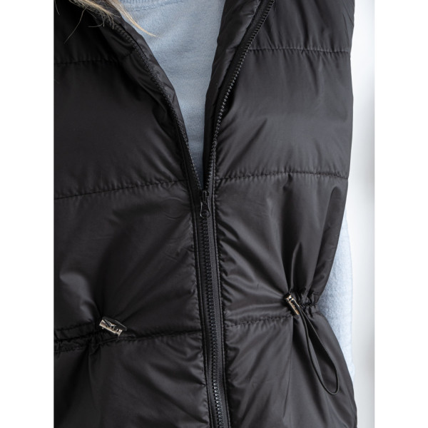 0752-1 чорна жіноча жилетка (5'TH AVENUE, синтепон, з капюшоном, 3 од. розміри батал: 54. 56. 58)