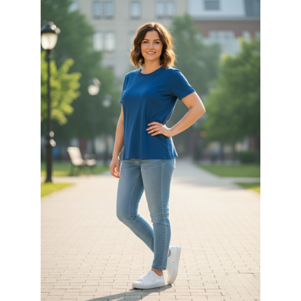 8900-2 синя жіноча футболка (турецький бавовна, 4 од., розміри норма: S. M. L. XL)