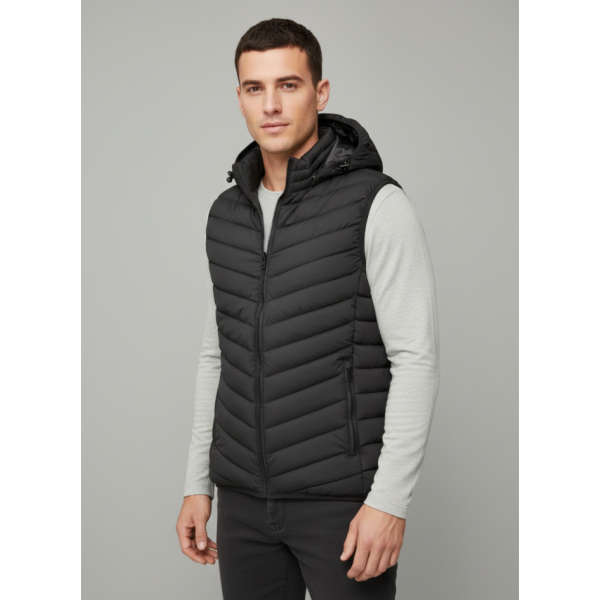 88597-1 чорна чоловіча жилетка (синтепон, кишеня на змійці, 5 од. розміри норма: L. XL. 2XL. 3XL. 4XL)