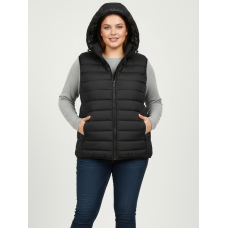 88596-1 чорна жіноча жилетка (синтепон, кишеня на змійці, 5 од. розміри напівбатал: L. XL. 2XL. 3XL. 4XL)