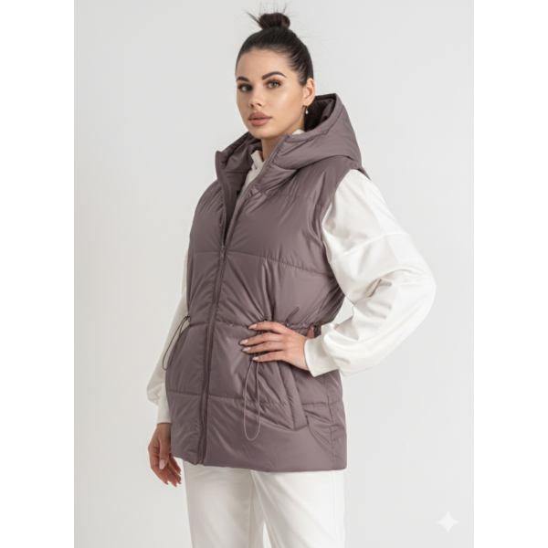 0075-30 фрезова жіноча жилетка (5'TH AVENUE, синтепон, 3 од. розміри норма: 42. 44. 46)