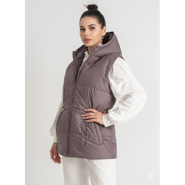 0075-30 фрезова жіноча жилетка (5'TH AVENUE, синтепон, 3 од. розміри норма: 42. 44. 46)