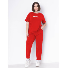 1771-5 червоний жіночий спортивний костюм (футболка + штани) (5'TH AVENUE, турецька двонитка, 3 од. розміри батал: 54. 56. 58)