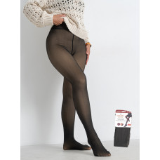 0760-2 зовнішній колір чорний жіночі теплі колготки (ЛАСТІВКА, ЗИМА, 3000 ден, ефект "ДРУГА ШКІРА", бежеве хутро, 4 од. один універсальний розмір напівбатал: 48-54)