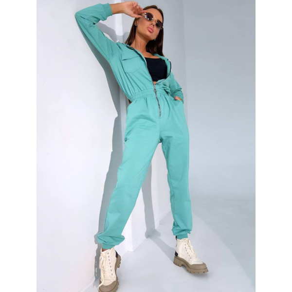 1906-772 бірюзовий жіночий комбінезон (вимагає прання) (MHD, двонитка, 4 од. розміри норма: S. M. L. XL)