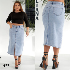 0421 #Синя жіноча джинсова спідниця (стрейч бавовна 6 шт. батальн. розміри: 32. 34. 36. 38. 40. 42) доставка на наступний день