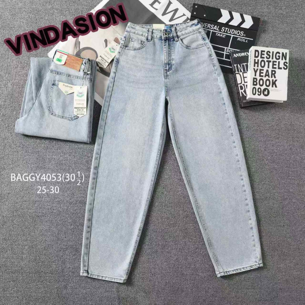 4053* блакитні жіночі джинси баггі (VINDASION, 6 од. розміри норма: 25. 26. 27. 28. 29. 30) видача наступного дня