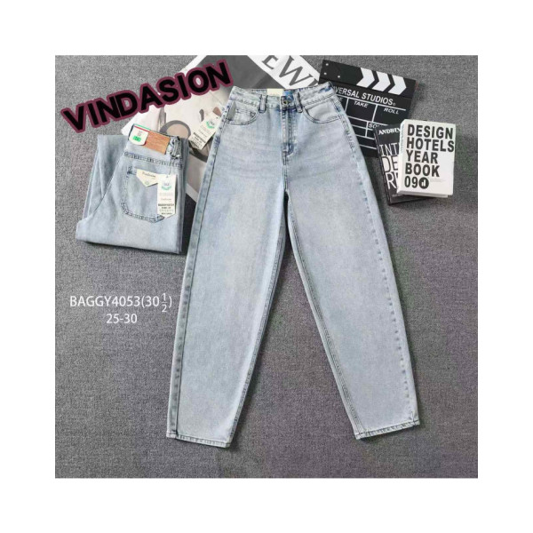 4053* блакитні жіночі джинси баггі (VINDASION, 6 од. розміри норма: 25. 26. 27. 28. 29. 30) видача наступного дня