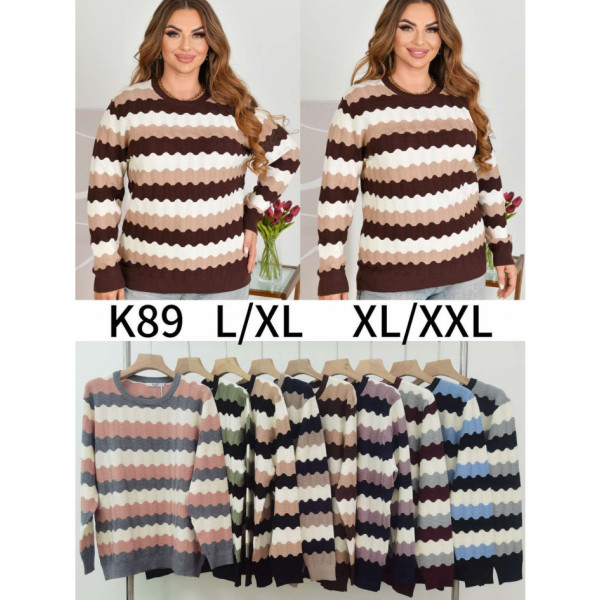 0089# мікс кольорів жіночий светр Kiss Me (10 од., розміри напівбатал: L-2XL) видача наступного дня