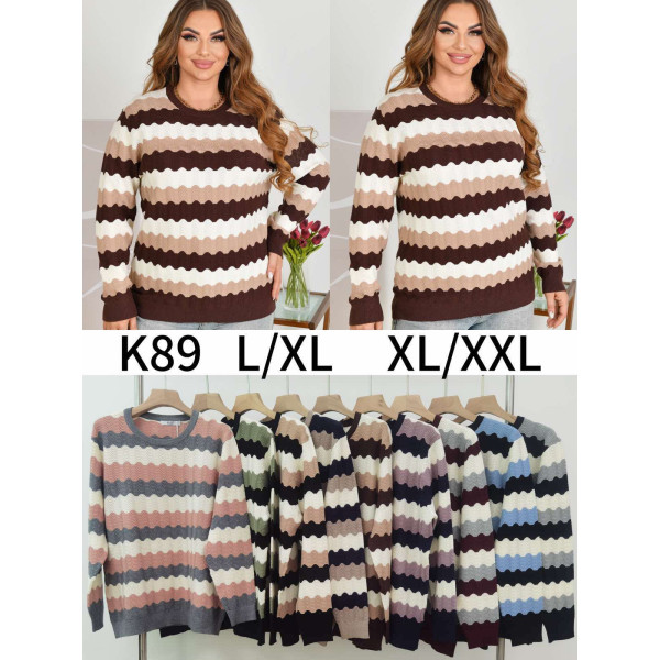 0089# мікс кольорів жіночий светр Kiss Me (10 од., розміри напівбатал: L-2XL) видача наступного дня