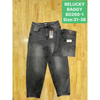 0269-1 # серые женские джинсы багги (RELUCKY, стрейчевые, 6 ед. размеры батал: 31-38) выдача на следующий день