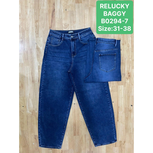 0294-7* сині жіночі стрейчові джинси баггі (Relucky, 6 од., розміри батал: 31-38) видача наступного дня