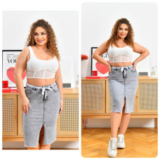 0813 # сіра жіноча спідниця (LADY N, стрейч, 6 од. розміри батал: 30-36) видача наступного дня