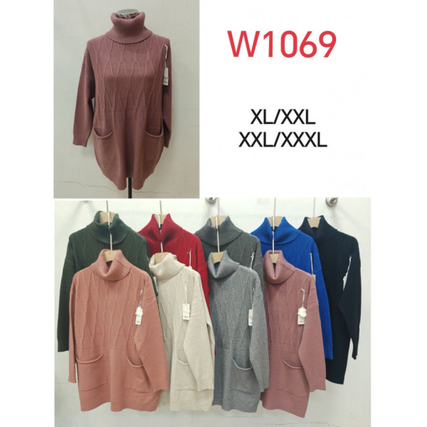 1069 мікс кольорів жіночий светр (5 од., розміри батал: XL-3XL)