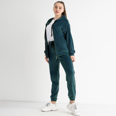 0521-73 смарагдовий жіночий спортивний костюм на манжеті (5'TH AVENUE, велюровий, з капюшоном, 3 од. розміри норма: 42. 44. 46)