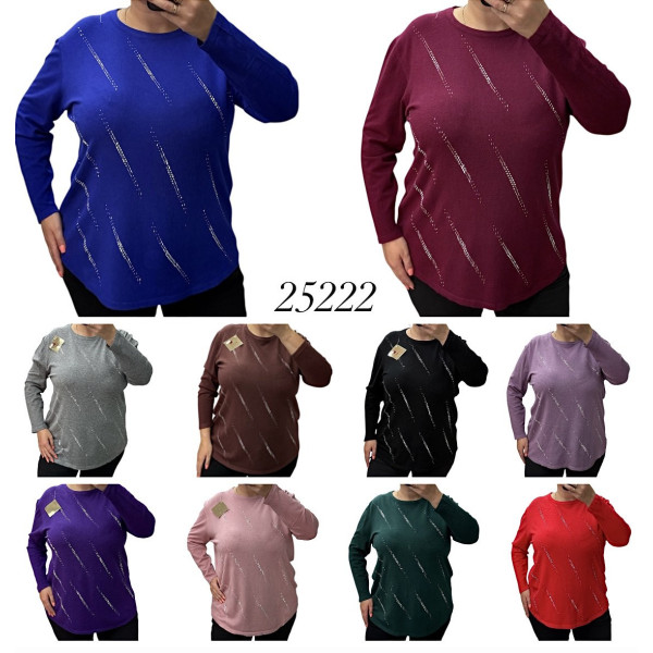 25222* мікс кольорів жіночий светр (бавовна-кашемір, 6 од., розміри батал: 52-60) видача наступного дня