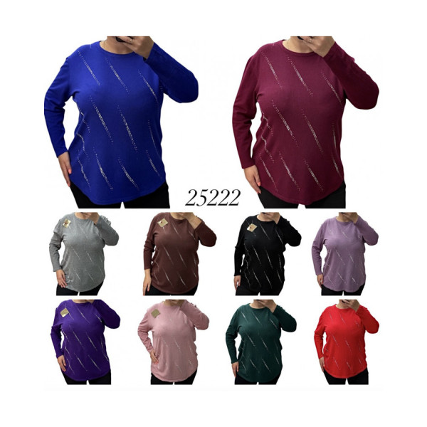 25222* мікс кольорів жіночий светр (бавовна-кашемір, 6 од., розміри батал: 52-60) видача наступного дня