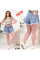 4036# голубые женские шорти, стрейч-коттон (6 ед, размеры полубатал: 28-33) выдача на следующий день