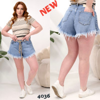 4036# голубые женские шорти, стрейч-коттон (6 ед, размеры полубатал: 28-33) выдача на следующий день