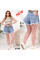4036# голубые женские шорти, стрейч-коттон (6 ед, размеры полубатал: 28-33) выдача на следующий день