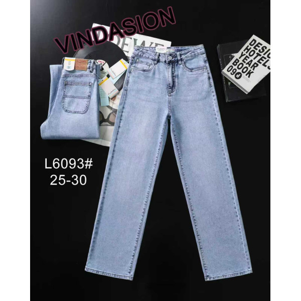 6093# голубые женские джинсы vindasion (стрейч коттон, 6 ед, размеры норма: 25-30) выдача на следующий день