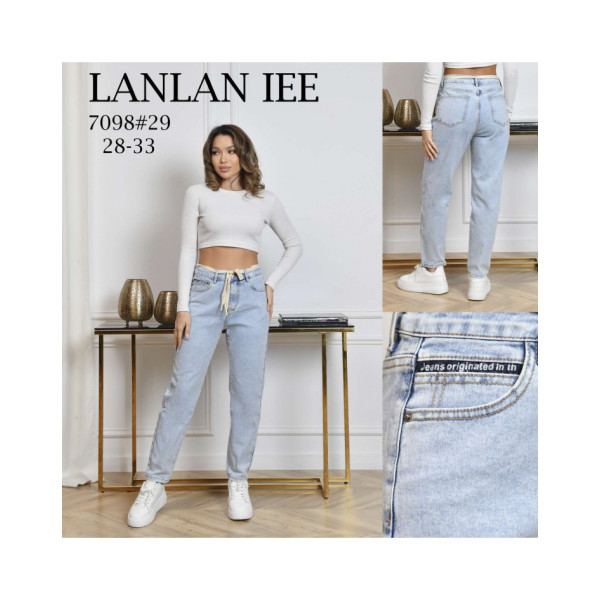7098# голубые женские джинсы lanlaniee (стейч коттон, 6 ед, размеры полубатал: 28-33) выдача на следующий день