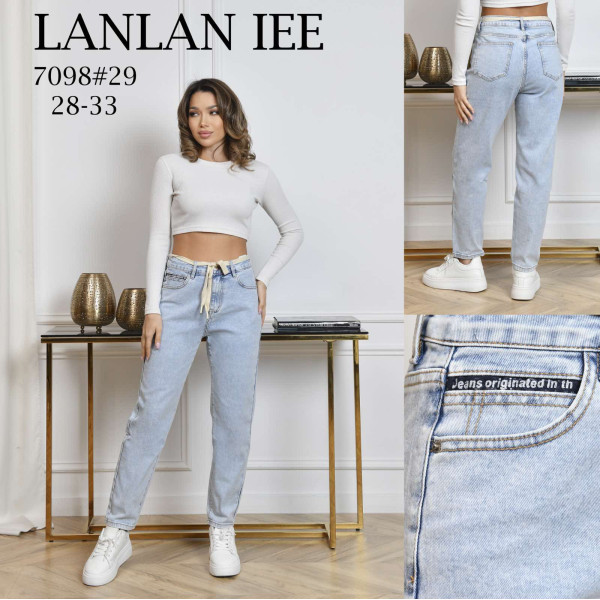 7098# голубые женские джинсы lanlaniee (стейч коттон, 6 ед, размеры полубатал: 28-33) выдача на следующий день