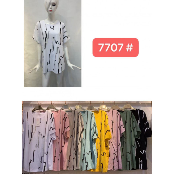 7707# микс цветов женская футболка (12 ед, размеры батал: 56-58) выдача на следующий день