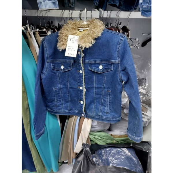 0055-1* синя жіноча джинсова куртка на хутрі (new jeans, 3 од., розміри норма: s. m. l) видача наступного дня