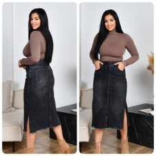 0750 * сіра жіноча спідниця джинсова на резинці (LADY N, стрейч-котон, 6 од. розміри напівбатал: 28-33) видача наступного дня